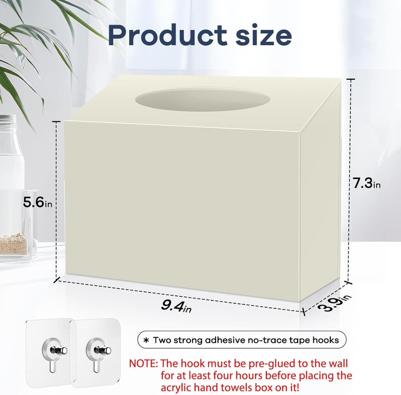 TAINESS Acrylic Hand Towel Box Cover Compatible with Kleenex Disposable Hand Towels Wall-Mounted Paper Towel Dispenser Suitable for Tabletop, Bathroom, Car, and Office Use (Beige) - Image 2